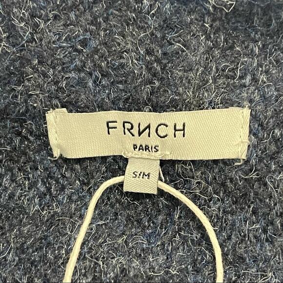 FRNCH Paris Sweater Blue Fuzzy Knit Size S/M NWT - Picture 7 of 9